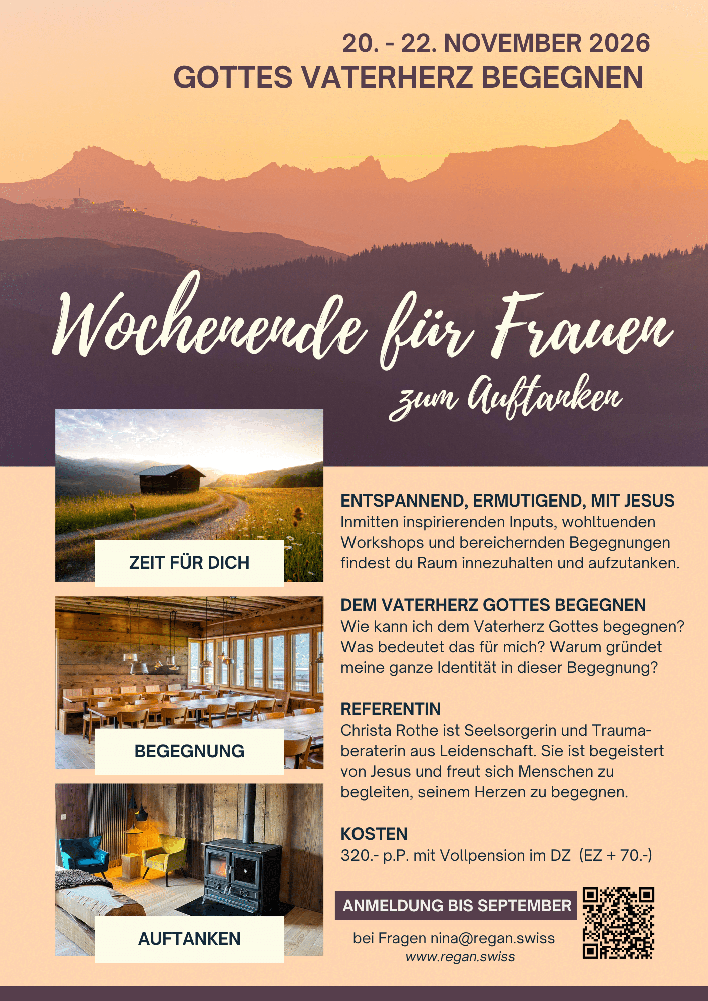 Flyer: Wochenende für Frauen zum Auftanken, 20.–22. November 2026 im REGAN – Foto 1 von 2